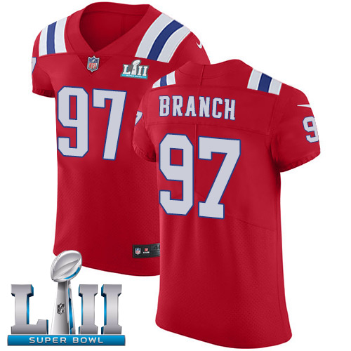 Nike Patriots #97 Alan Branch Red Alternate Super Bowl LII Men's Stitched NFL Vapor Untouchable Elite Jersey - Click Image to Close